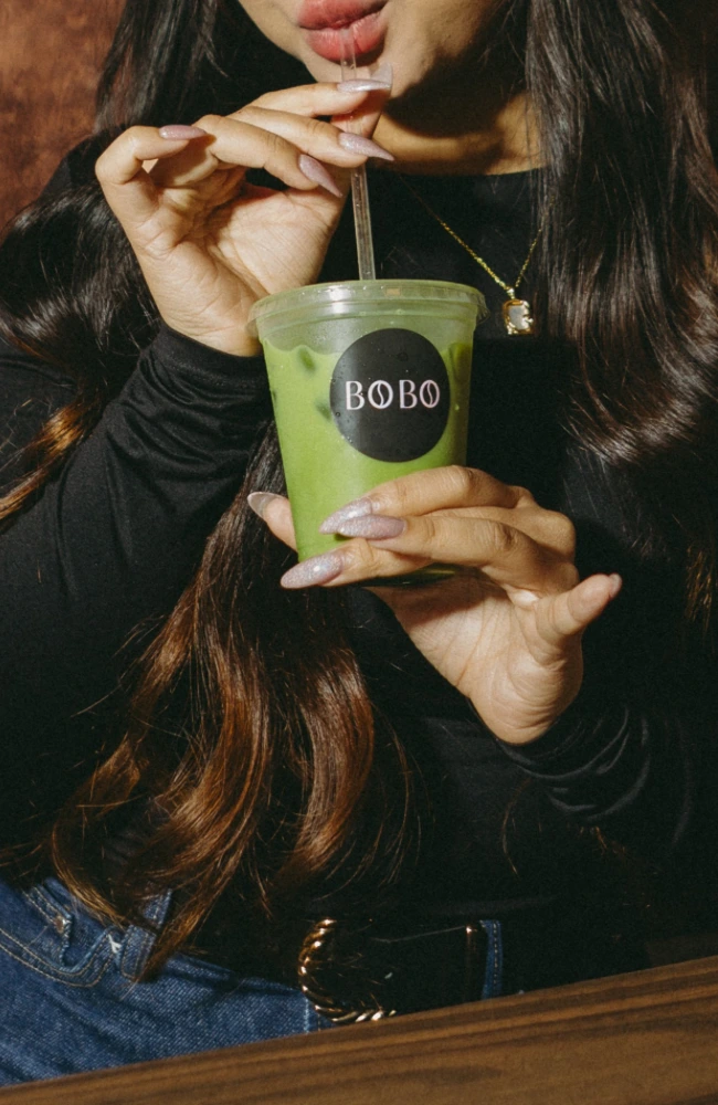 matcha vanillä jäälatte,